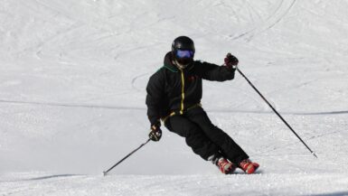 Skier in a black jacket