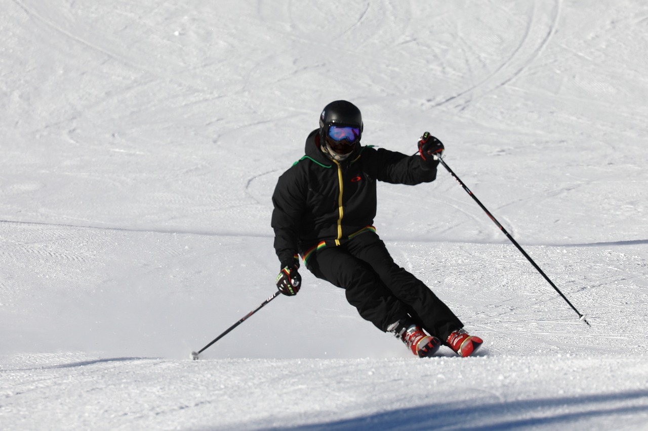 Skier in a black jacket