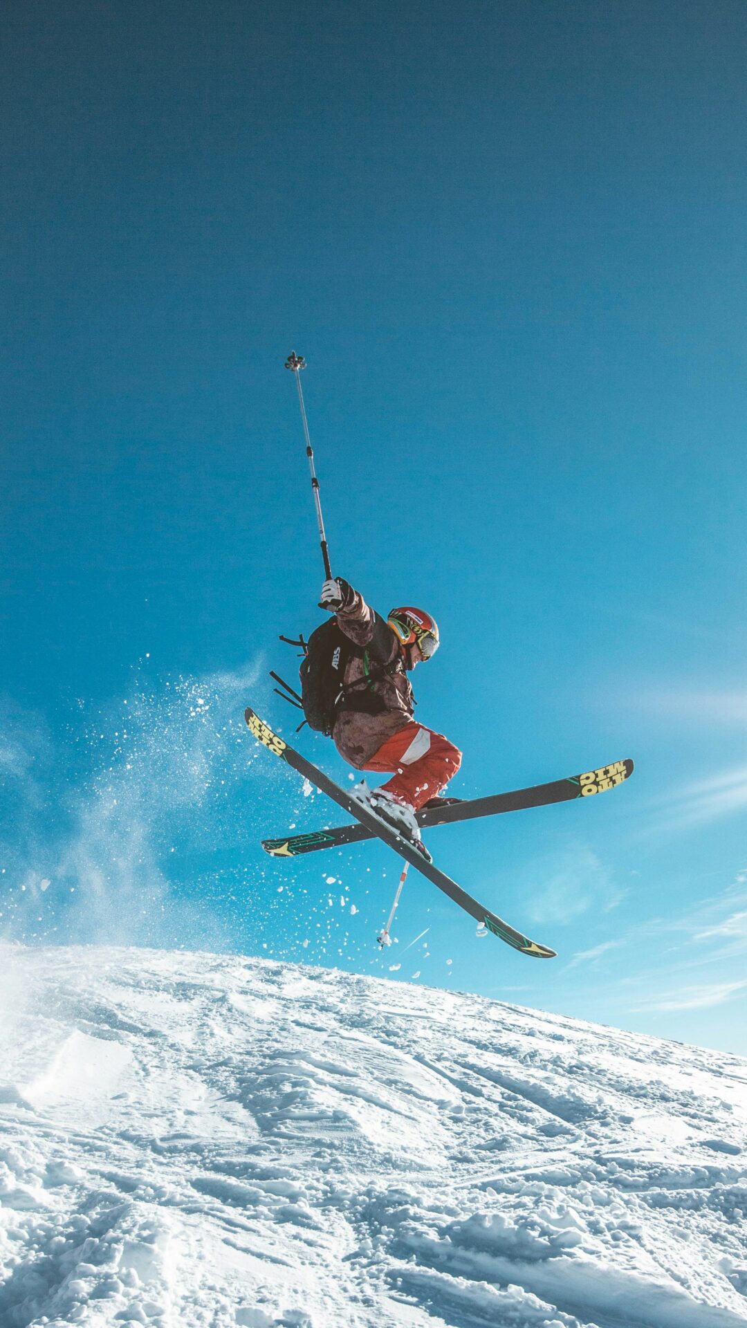 Red Pants and Helmet Skier