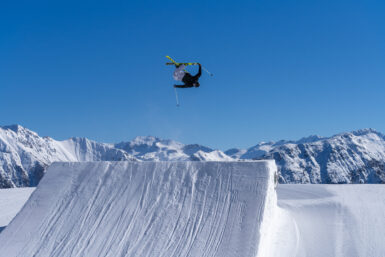 skier jumping of a jump