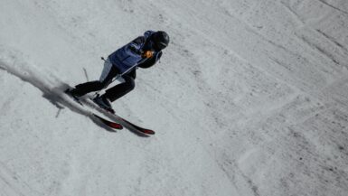 Skier on a snowy hill